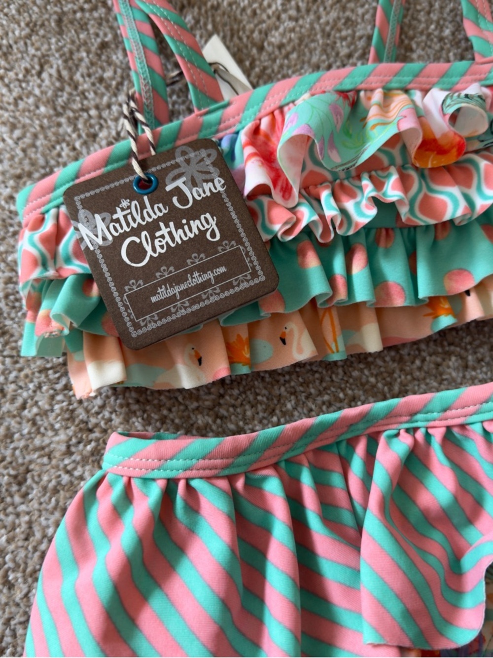 NWT Matilda Jane Ruffle 2 Piece Swim Set Size 2 Boutique Summer Swim Suit - Picture 6 of 9